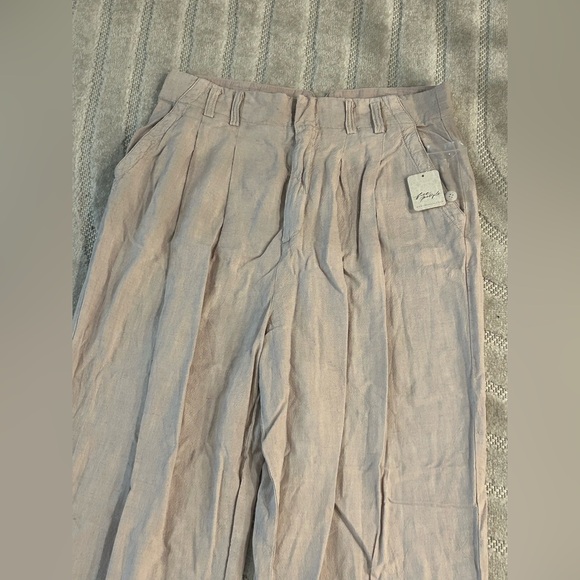 NWT Free People Calla Pleated Trousers in Stone - Size 12 - Picture 3 of 12